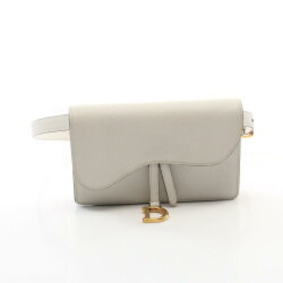Christian Dior Saddle Waist Bag Body White Leather - Picture 1 of 8